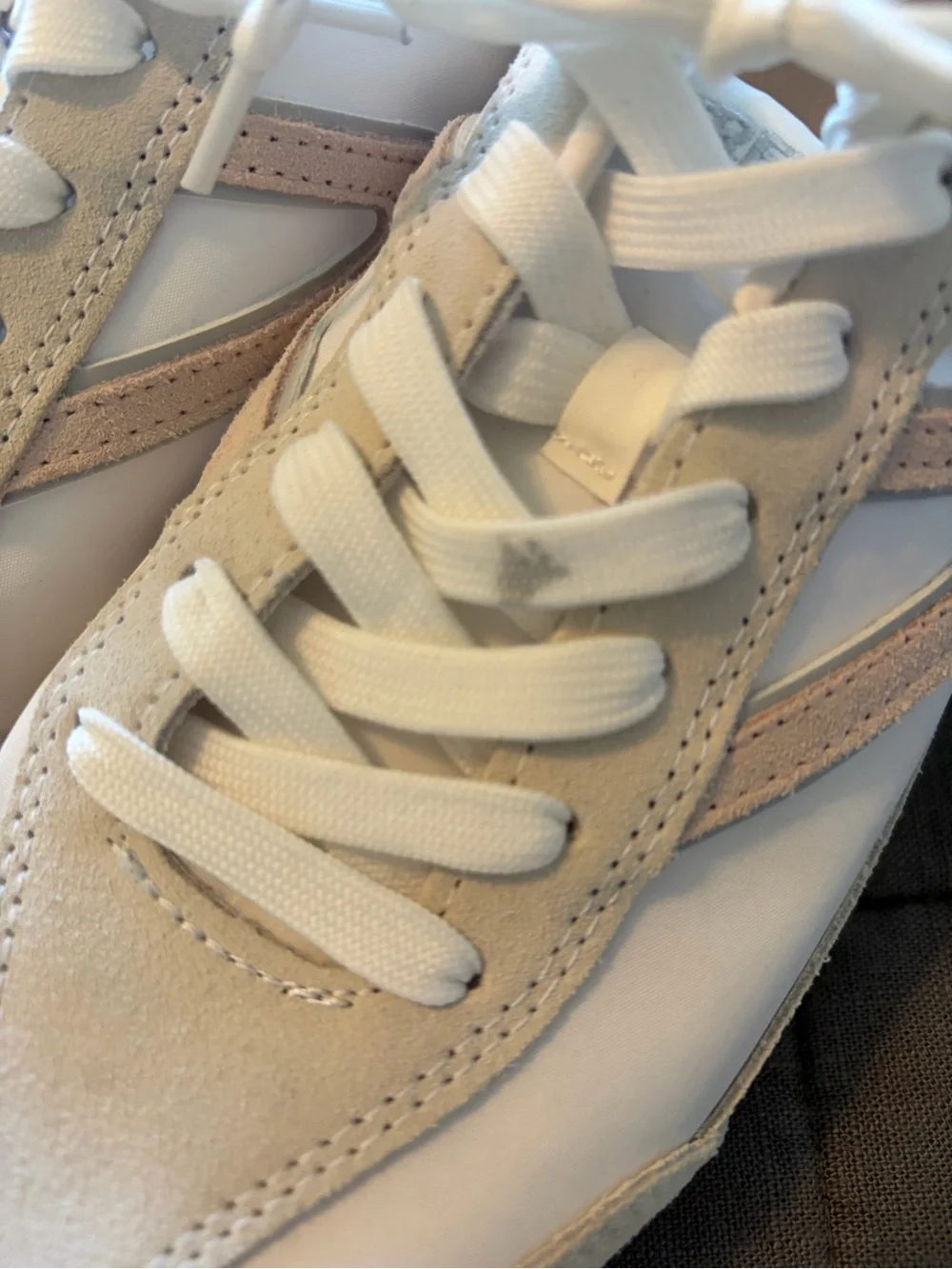 White Tretorn Sneakers with Pale Pink / Beige Accents Size 9